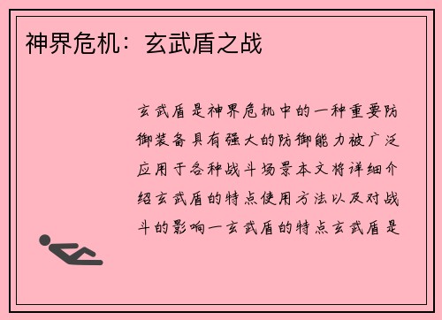 神界危机：玄武盾之战